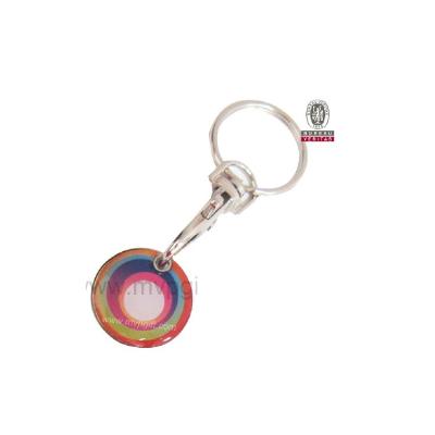 China Custom Gift China Metal Iron Round Trolley Shopping Trolley Cheap Printing Coin Token Keychain for sale