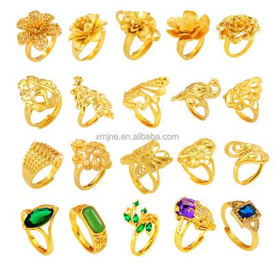 China Vintage Dubai Gold Ring Jewelry 24K Gold Plated Ring For Women 14K Gold Dragon Ring For Men for sale