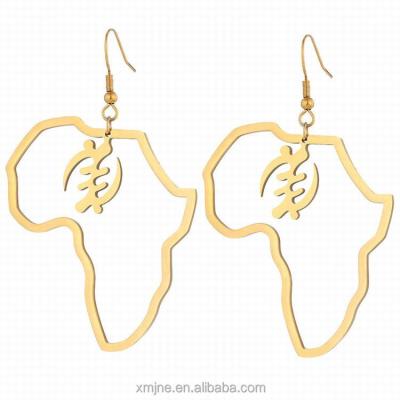 China New FASHIONABLE African Gold Adinkra Gye Nyame Stainless Steel Drop Earrings for sale