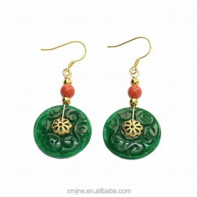 China CLASSIC Ethnic Style Earrings, Jadeite, Sapphire And Lucky Ring Earrings dries, 14K Gold Covered Earrings for sale