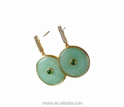 China Electric-CLASSIC 24K Copper Earrings with Jade Lucky Buckle for sale