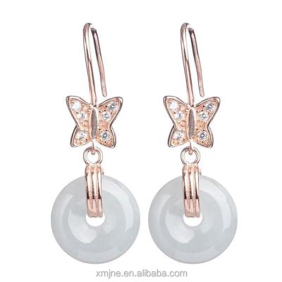 China Emerald Lucky Button Earrings Beads natural CLASSIC 925 Rose Gold Bow Earrings silver for sale