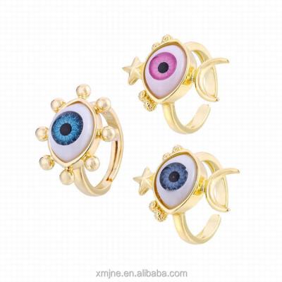 China European and American Hot Sale New Fashionable Geometric Eye Element Ring Men And Women Retro Copper Drip Jewelry for sale