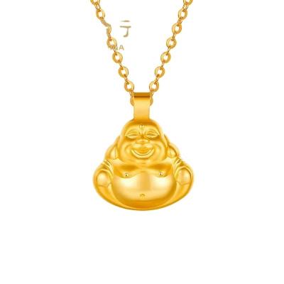 China 3D Gold Maitreya Buddha Necklace Men Pure Gold CLASSIC 999 Hard Pendant and Pure Gold Live Broadcast Explosion Pendant Women for sale