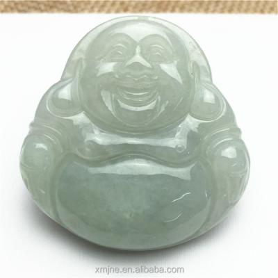 China Large Cargo Jade Maitreya Big Belly Buddha Handwork Pendant Wholesale Myanmar Religious Jade for sale