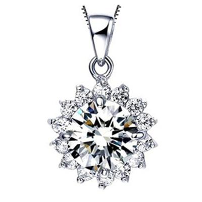 China TRENDY Round Sunflower Christmas Pendant Necklace with Platinum Plated Zircon for sale