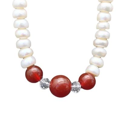 China TRENDY Natural Freshwater Pearl Agate Pearl Necklace Give Mother Jewelry Gift for sale