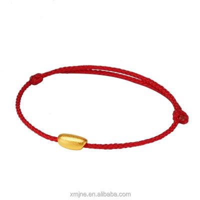 China CLASSIC year of pure gold 3D gold transfer bracelet red rope bracelet gold rat rice female hard grain pearl Valentine's Day for sale