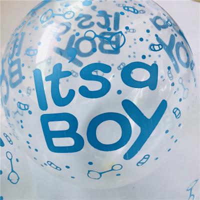 China Popular Birthday Decoration 12inch It's A Boy And It's A Girl Baby Boy Latex Balloons Baby Shower Transparent Printed Balloon for sale