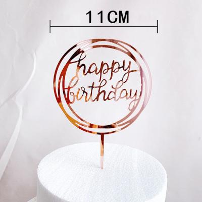 China Cake Decorating New Product Wholesale Acrylic Laser Cutting Custom Acrylic Cake Topper Happy Birthday for sale