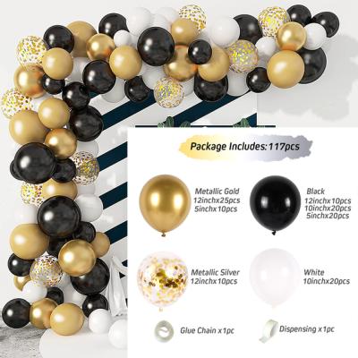 China Festival Decoration DIY Decoration Birthday Wedding Party Supplies Black Gold and Rose Gold Latex Balloon Garland Kit for sale