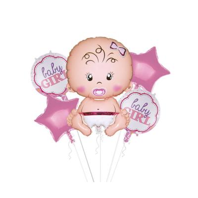 China Hot Sale Mini Baby Shower Boys Girls Holiday Decorations 5pcs Popular Birthday Decoration Foil Balloon Set for sale