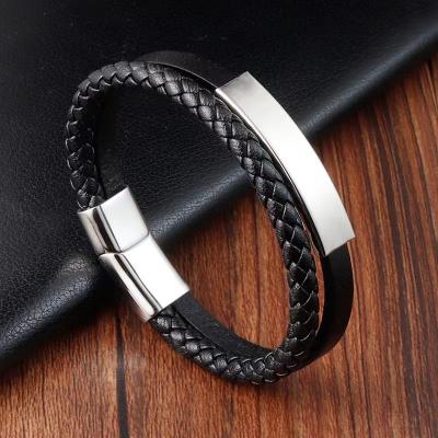 China 2022 New Retro Stylish Multilayer Stainless Steel Braided Leather Bracelet From CLASSIQUE for sale