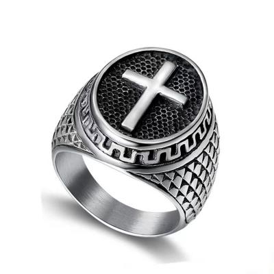 China FASHIONABLE new punk retro stainless steel cross ring for sale