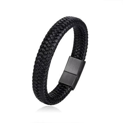 China New stainless steel braid punk leather bracelet for men in 2022 for sale