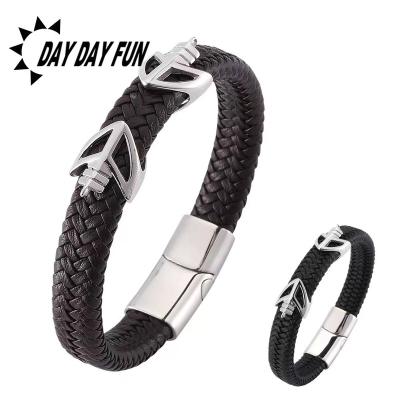 China New Lovers Stainless Steel CLASSIC Punk Leather Woven Bracelet for sale