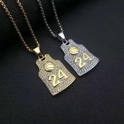 China Fashionable gold-plated pendant from no. 24 Stainless Steel Diamond Black Bamankirby Jersey for sale