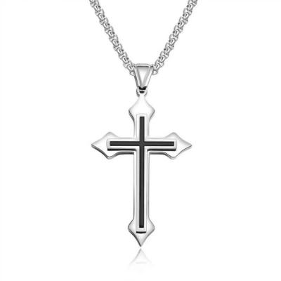 China 18k Gold Plated Hot Sale Hip Hop Link Chain Stainless Steel Cross Stainless Steel Fashion Personalized Cuban Necklace for sale