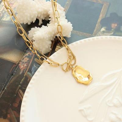 China 2022 FASHIONABLE new hip hop double character stainless steel irregular pendant necklace for sale