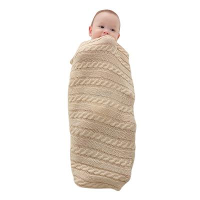 China CLASSIC Newborn Anti Dust Mites Knitted Tank Top Newborn Breathable Multifunctional Warm Solid Baby Wrap Blankets for sale