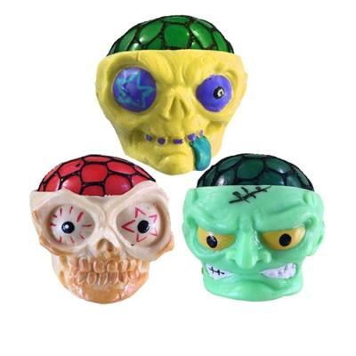 China Toy Squeeze Skull Heads Squishy TPR Toy Stress Monster Toy Halloween Gift Promotional Toys for sale