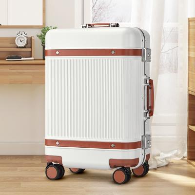 China Fashionable Custom business suitcase aluminum frame luggage 24 inch suitcase students 20 inch code box universal wheel boarding rod box for sale