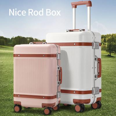 China Fashionable Manufacturers wholesale aluminum frame luggage 24 inch suitcase students 20 inch code box universal wheel boarding rod box for sale