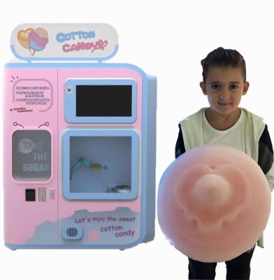 China Fully Automatic Super Automatic Candy Robot Cotton Trading Price with 2022 New Style Coins/Banknote/Credit Cotton Candy Card Vending Machine for sale