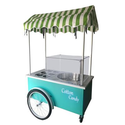 China Easy Clean Candy Cart Stainless Steel Silk Maker/DIY Cotton Candy Food Truck Pink And Blue Outdoor Candy Equipment for sale