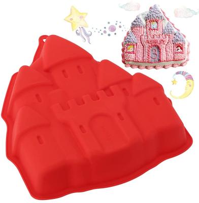 China Sustainable Castle 3D Microwave&Dishwasher Silicone Baking Tray Red Casserole Safe Food Grade Silicone Christmas Gift for sale