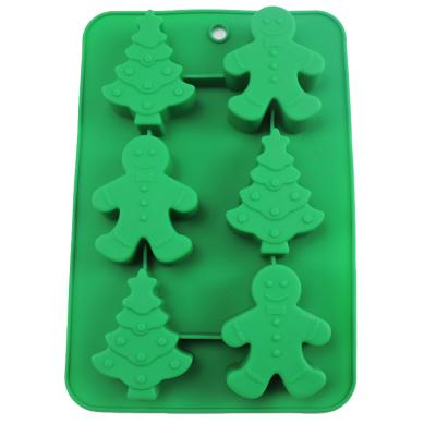 China Wholesale Food Grade Microwave Safe Silicone Christmas Trees Baking Heat Resistant Free Gingerbread Non Sustainable Stick Cake Mold for sale