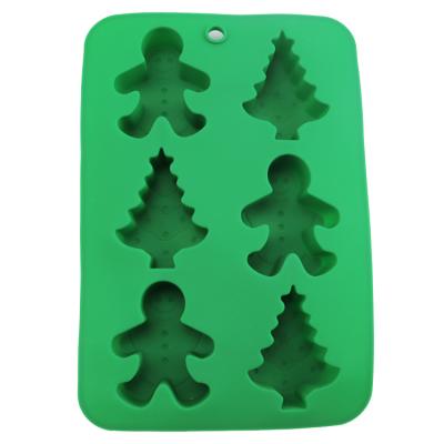 China Christmas Tree 3pcs Gingerbread Man 3pcs Silicone Cake Promotional Viable Chocolate Cookies Baking Mold for sale