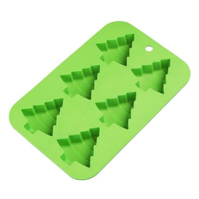 China Viable 6 Pan Handmade Soap Molds Chocolate Ice Cube Tray DIY Baking Gifts Christmas Tree Silicone Cake Mold Cake Biscuit Mold for sale