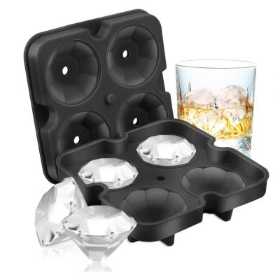 China Viable Use Diamond Shaped Home Maker 4 Cavities Homemade Tray With Lid Cube Tray Mold for sale