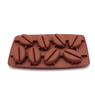 China Amazon Wholesale 8 Cavities Coffee Bean Silicone Mold Viable Cube Trays Whiskey Maker Cube Mold for sale