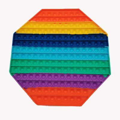 China OEM Wholesale Math Silicone Pusher Octagon Octagon Rainbow Popper Bubble Popper Link Dye Pusher Toy for sale