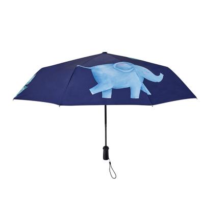 China Cute Minimalist Elephant UV Protection Black Liner Automatic Narrow Open Folding Umbrella for sale