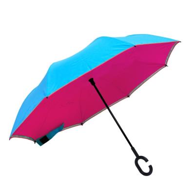 China Wholesale Cheap Minimalist Double Layers Reverse Inverted Umbrella With C Shape for sale