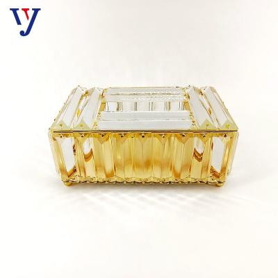 China Minimalist favor gold bestselling cover tissue box plastic luxury leather box crystal glass tissue box for sale