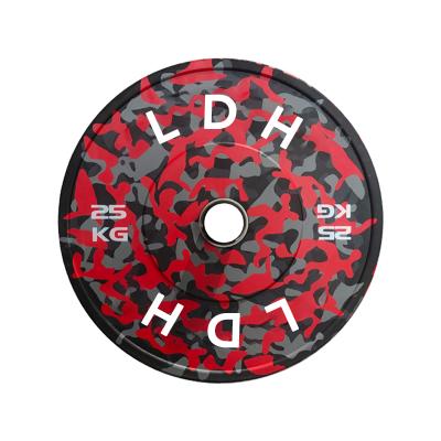 China Factory Direct Selling Durable Standard Power LDH IWF Rubber Bumper Plates Camouflage Color Fitness kg/lb Weight Discs Bumper Plate for sale