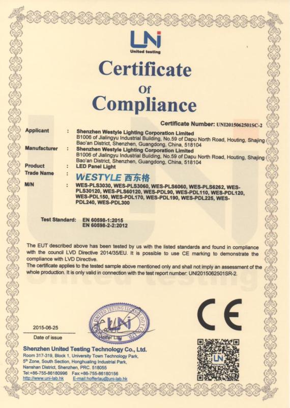 CE - Shenzhen Westyle Lighting Corporation Limited