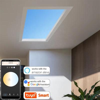 China Function LED Bio Ceiling Rhythm Light Blue Sky Panels 300*600mm 2200-7800K CCT Sunrise Sunset Simulation Smart Adjustable Skylight Windows for sale