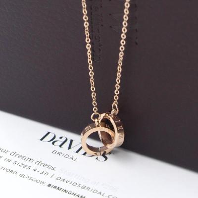 China 2022 New Hot Sale Environmentally Friendly Fashion Double Circle Woman Roman Numeral Lock Necklace For Women Jewelry Wholesale N410 for sale