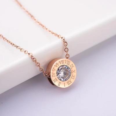 China 2022 New Fashion Women Necklace Stainless Steel Environmental Friendly Necklaces With Roman Numeral Luxury Women Wedding Jewelry N310 Necklaces for sale