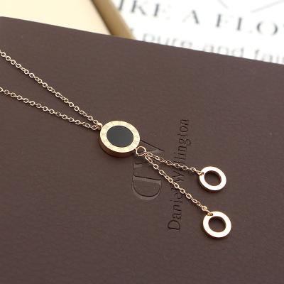 China Luxury White Black Environmental Friendly Stainless Steel Shell Necklaces With Roman Numeral Fashion Women Necklace Wedding Jewelry Necklaces N404 for sale