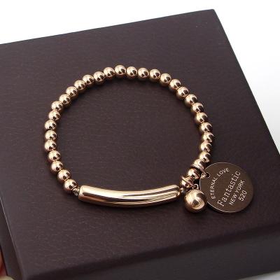 China Stainless Steel Fine Jewelry Casual/Sporty Ball Beads Bracelet For Women Surround Charm Stretch Strand Bracelet K0001 for sale