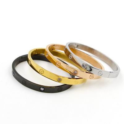 China Fashion Jewelry Lover Couples Bracelet Stainless Steel Gold Color Cross Screw Casual/Sporty Bracelets & Bangles For Women Men Jewelry B008 for sale