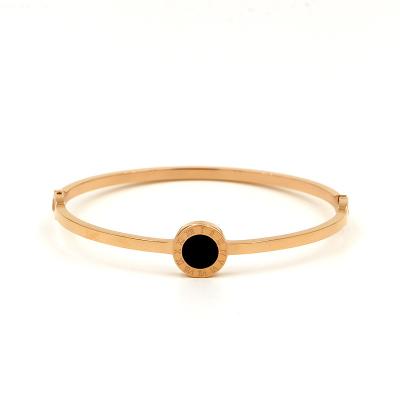 China Casual/Sporty Black Jewelry Crystal Roman Numerals Shell Bracelet Bangle For Women Couple and Bracelets Love Cuff Bangle B405 for sale