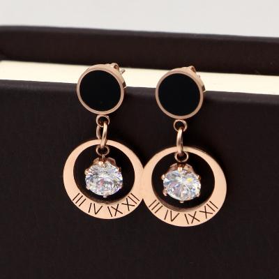 China CLASSIC Metal Around Titanium Steel Stud Earrings For Women Rose Gold Earrings Korea Exaggerated Earring Punk Jewelry E408 for sale