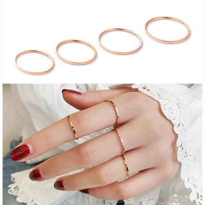 China 1mm Casual/Sporty Promotion Titanium Steel Anti-allergy Rose Gold Color Sweet Wedding Ring Woman Man Fashion Couples Jewelry R201 for sale